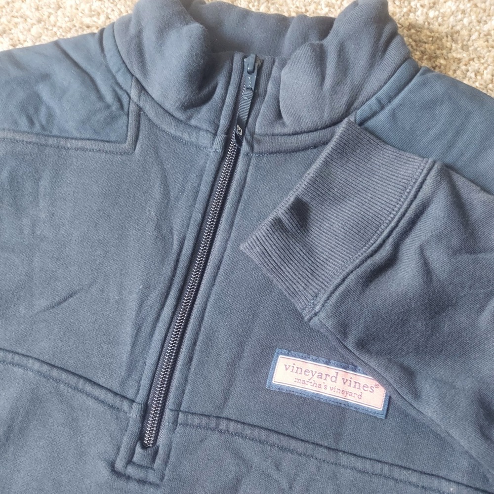 Vineyard Vines Boys Navy Blue Quarter Zip Pullover Sweatshirt Size L 16 3K001444